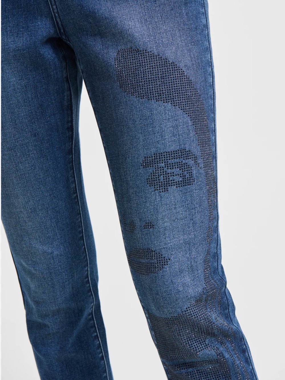 EUC Joseph Ribkoff Blue Jeans with Embellished Face Detail